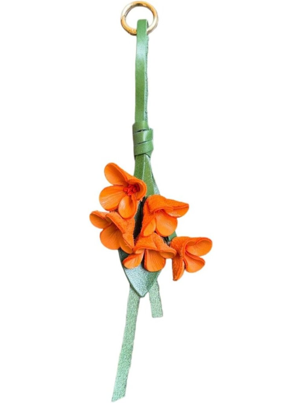 Boho Genuine Leather Flower Keychain | Cute Bag Charm for Handbag & Tote